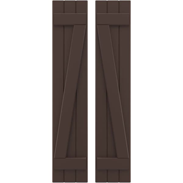 Ekena Millwork Americraft 3-Board (2 Batten) Wood Joined Board-n-Batten Shutters w/ Z-Bar, ARW102BB311X77TBH, PR ARW102BB311X77TBH - main
